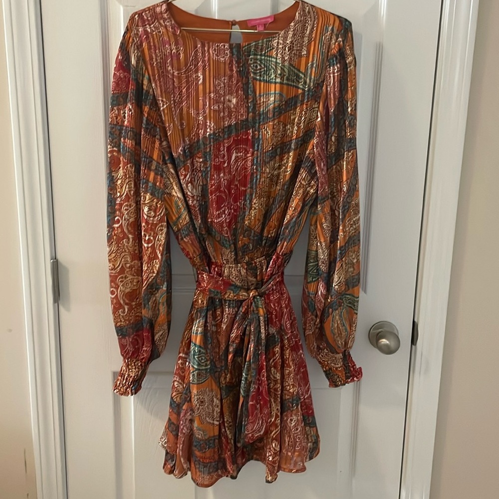 Flying Tomato NWOT Mini Dress with sheer, metallic mini dress Size Large